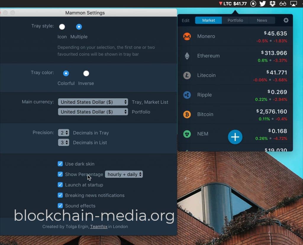 cryptocurrency taskbar