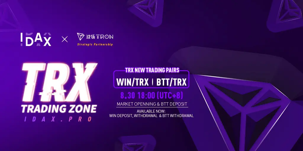 IDAX запустит торговлю Tron (TRX) и Wink airdrop
